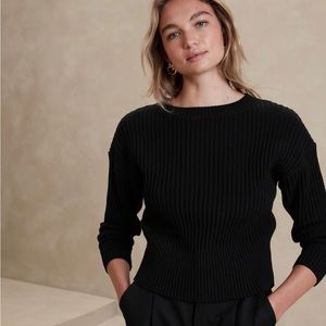 Black Heavyweight Knit Fisherman Sweater | banana republic